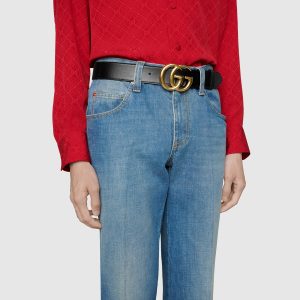 gg marmont leather belt with shiny buckle