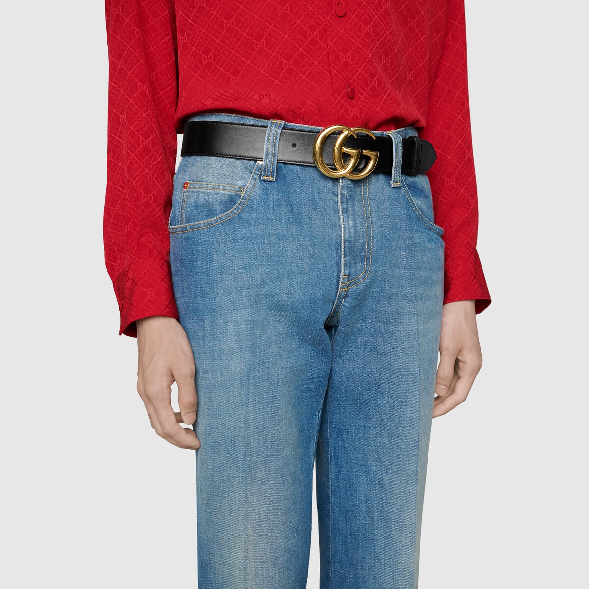 Gucci Leather GG Marmont Slim Belt - Size 26 / 65 (SHF-21034