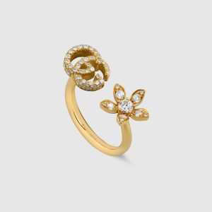 gucci flora 18k ring with diamonds