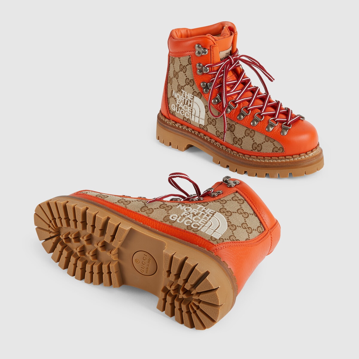 Gucci Orange The North Face Edition Lace-up Boots